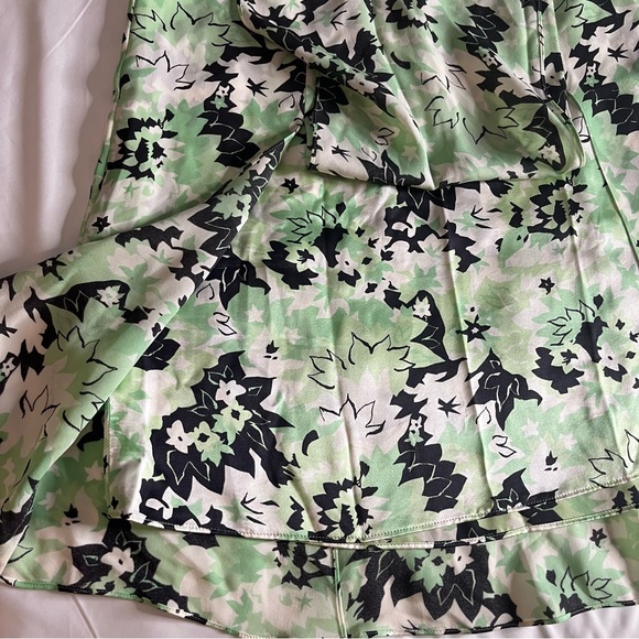 Escada Women’s Green Black White Silk A~Line Layered Silk Split‎ Midi Skirt 36/S - Picture 4 of 7